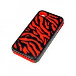 Wholesale iPhone 4 4S Zebra Hybrid Case (Black-Red)